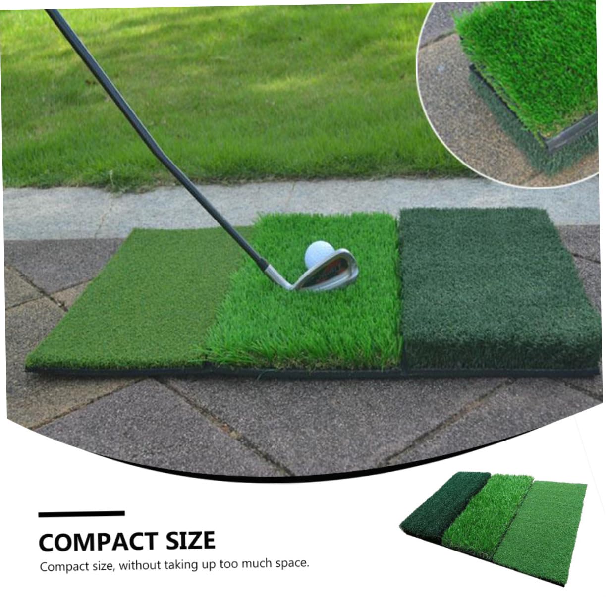 POPETPOP Compact Folding Golf Swing Mat 3 Lengths Grass Mat Practice Hitting Pad Easy Storage Carry