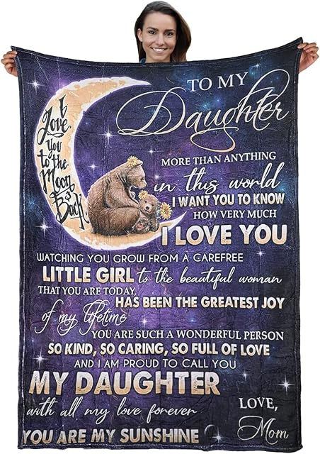 Personalized Flannel Throw Blanket Achort Letter Printed Quilts Soft Bed Love Message Letter Blanket Gifts Air Mail Blanket Couples Birthday Christmas Halloween Decorations 59 * 79 in (To Daughter 2)