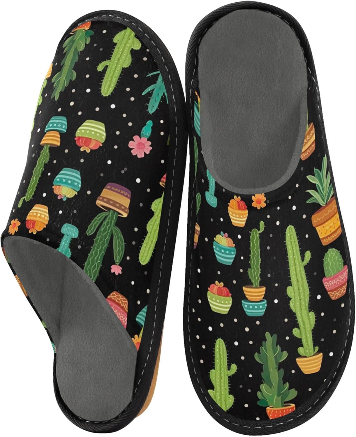 Cactus House Slippers – Cozy Fuzzy Slippers for Guests, Washable & Disposable, Perfect for Shoeless Home, Spa & Hotel Use A110155