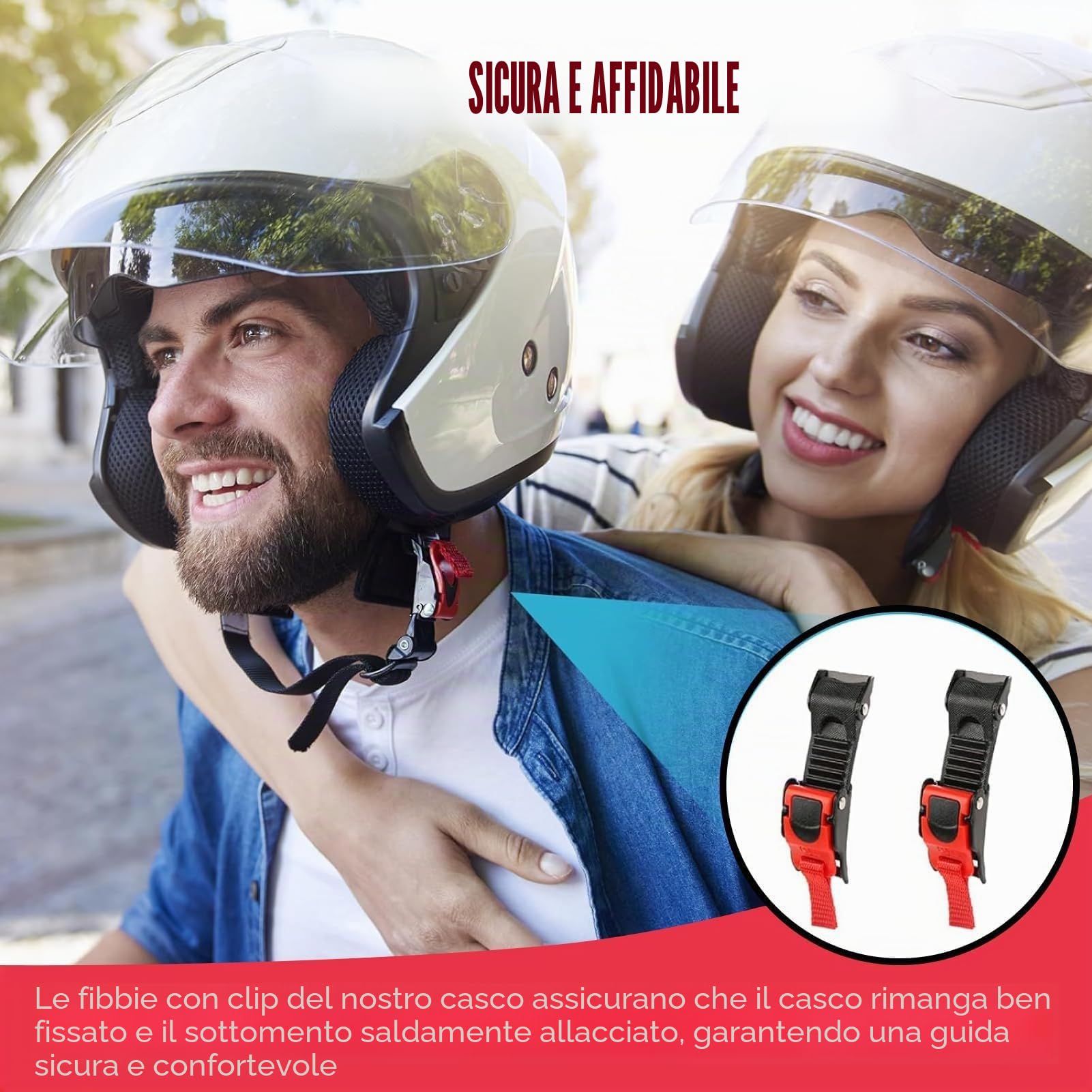 Fibbie a clip per casco, fibbie di rilascio rapido per motociclisti e ciclisti, clip da sottogola compatibili con tutti i caschi, installazione facile, sicurezza e stabilità