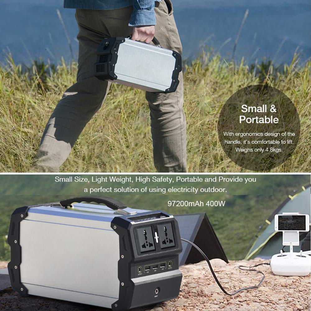 ele ELEOPTION Generador Electrico Portátil 220V/97200mAh, Placas Solares Generador con Inversor DC/AC Cargado, Multifuncion powerbank Solar para Camping al Aire Libre Viajes Respaldo de Emergencia
