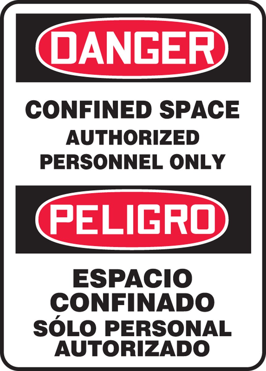 Panneau DANGER ESPACE CONFINÉ bilingue Accuform SBMCSP141XT 14x10 - 2