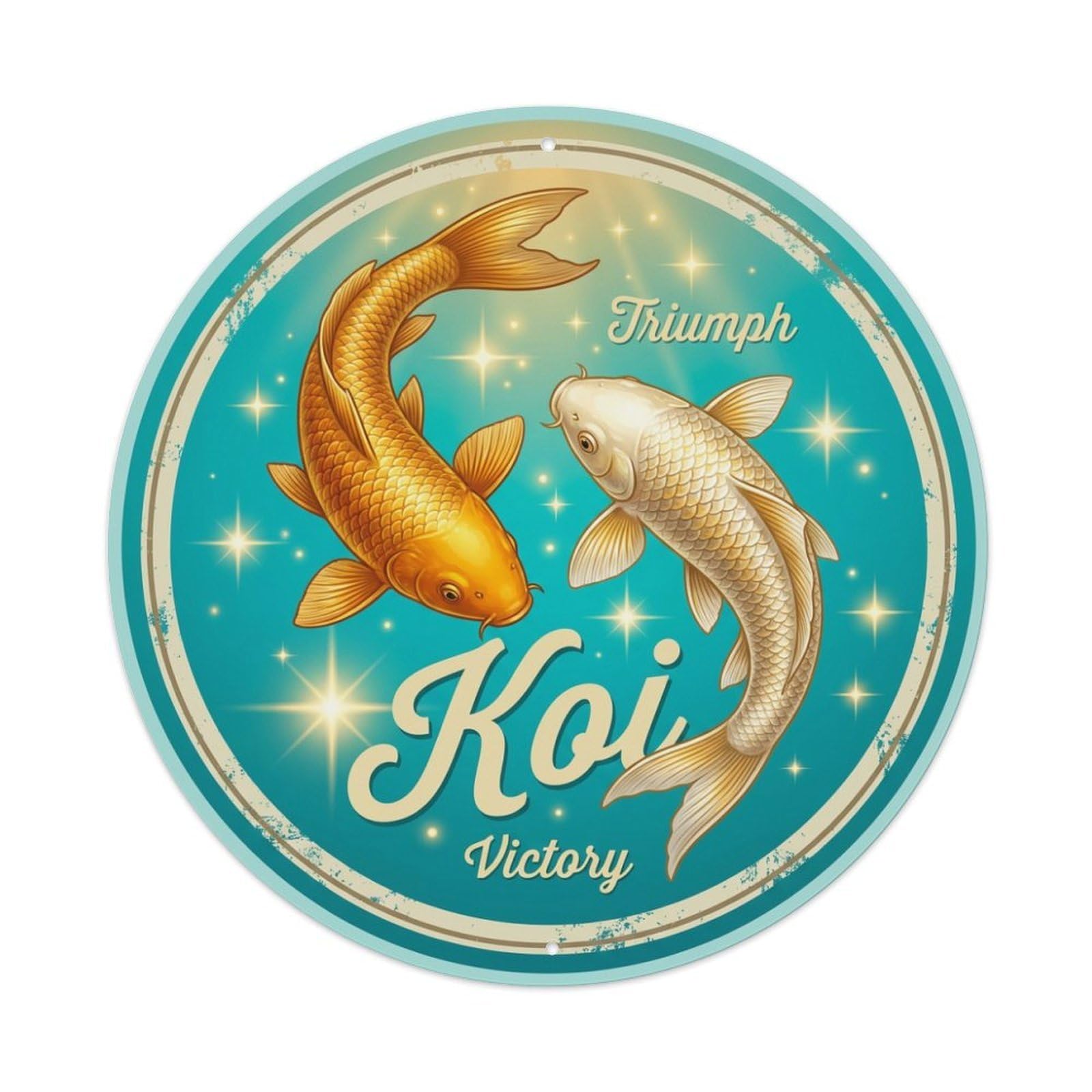 Koi Fish Triumph Victory Success Waters Winning Champion Metal Tin Sign