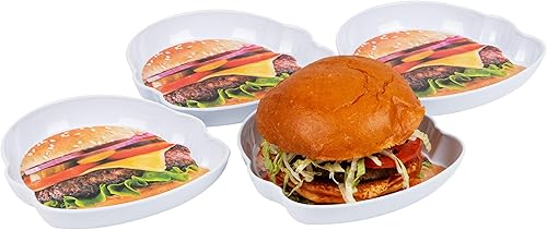 Mind Reader Juego de platos para servir hamburguesas, artículos esenciales de hosting, accesorio de cocina al aire libre, melamina, 7 pulgadas de