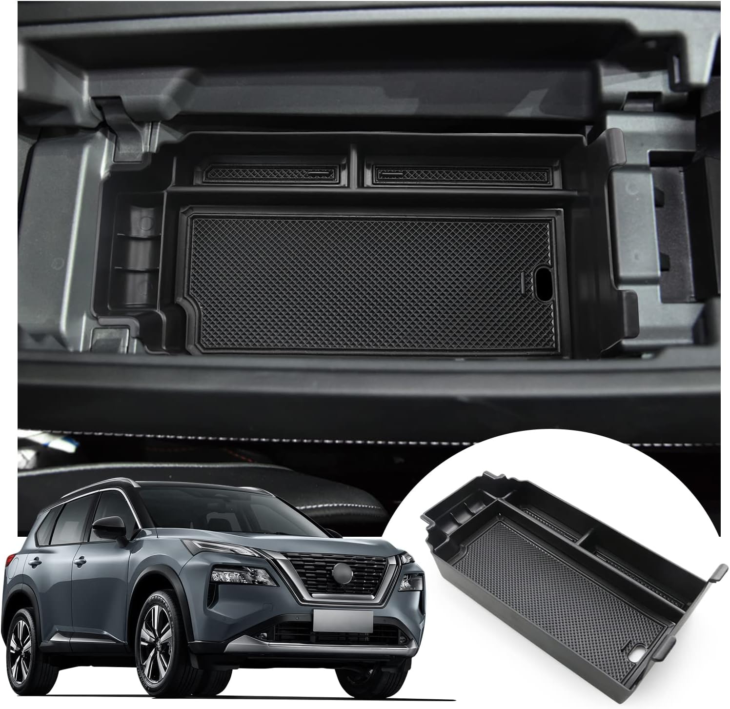 LFOTPP Compatible with Nissan X-Trail T33 2022 2023 Centre Console Storage Box Storage Compartment X-Trail Accessories Armrest Organiser Tray Centre Armrest Storage Box (Black)