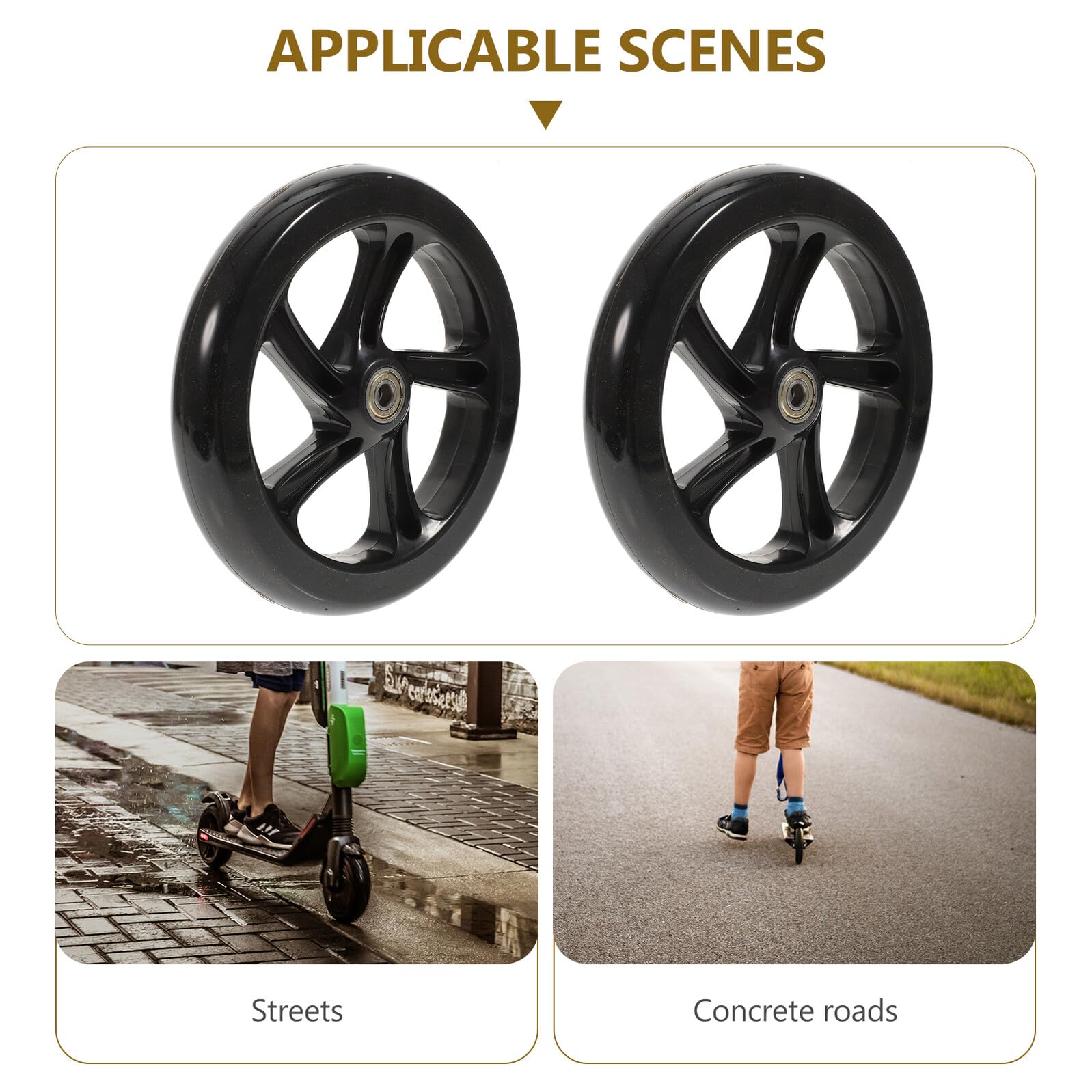 ABOOFAN 2 pièces Roues de Scooter Haute Élasticité PU avec Roulements Résistantes à Usure Remplacement pour Trottinette Compatibles Surfaces Urbaines Légères et Durables Lot