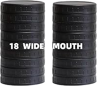 Vista 10 de Paquete de 9 tapas negras de boca ancha para tarros Mason con anillos de silicona, tapas de plástico para frascos Mason, tapas de conservas