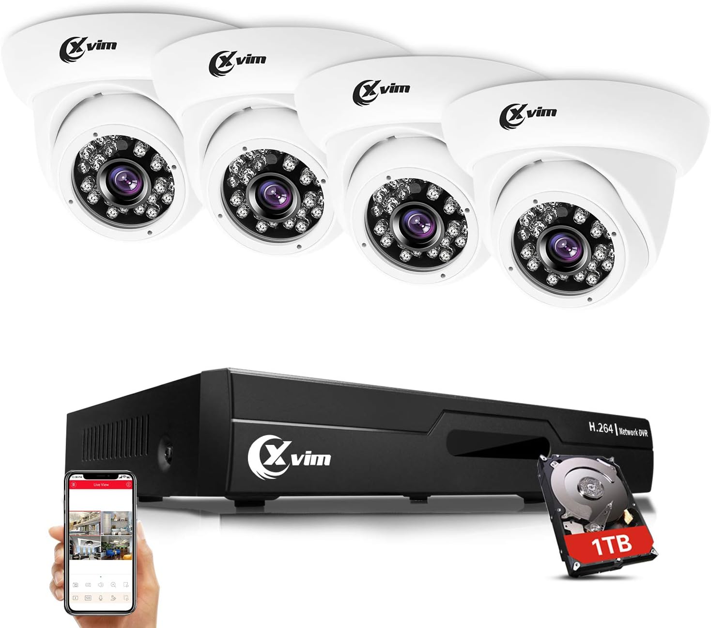 Amazon.com : XVIM 8CH 1080P Video Security Camera DVR System, 4 HD 2 ...