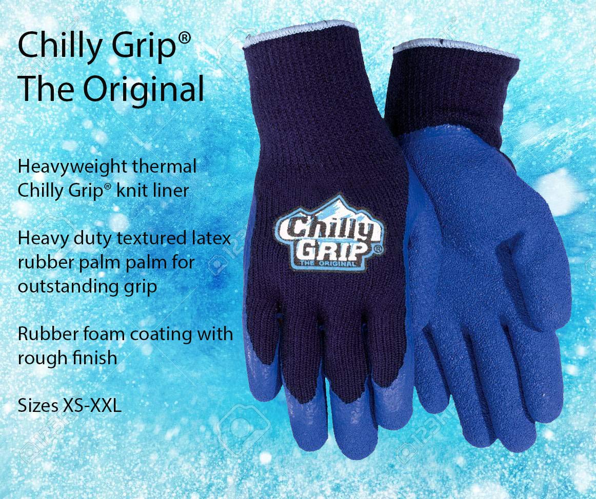 Red Steer Chilly Grip A311 Black/Blue Small Acrylic Full Fingered Work & General Purpose Gloves - Rubber Foam Coating - Rough Finish - A311-S [PRICE is per PAIR]