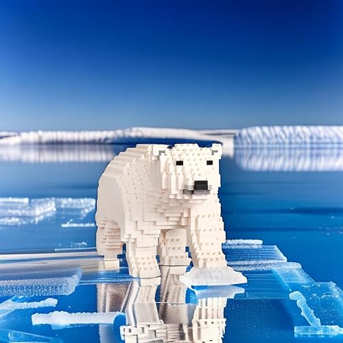 Miniatura 7 de Larcele Conjunto de animales de micro bloques de construcción, mini ladrillos de juguete de construcción 3D, 1077 piezas KLJM-07 (oso polar)