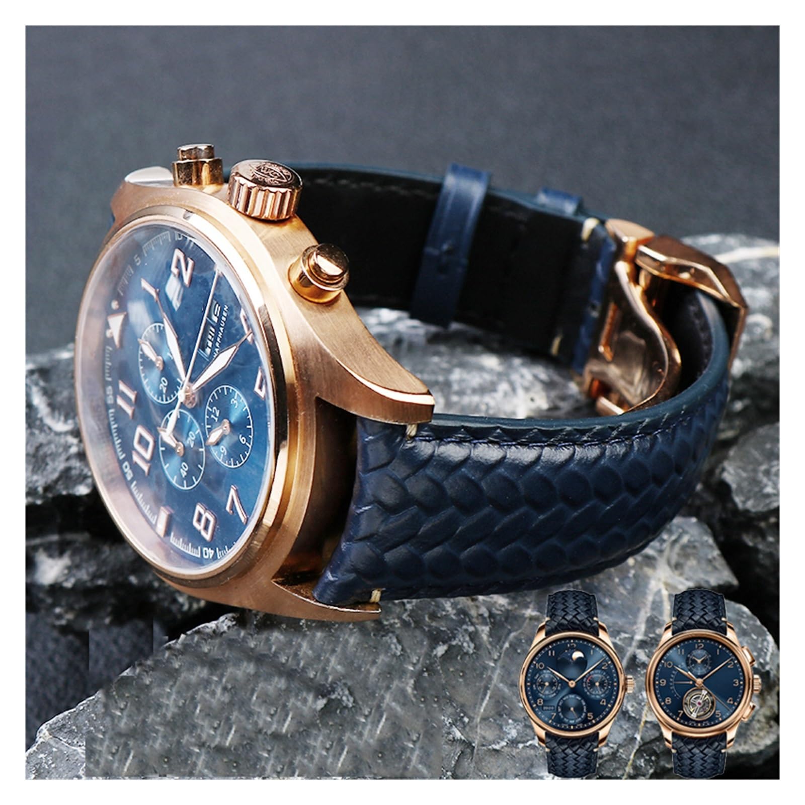 ZUC 22 mm 20 mm pasek do zegarka z prawdziwej skóry pasujący do IWC IW503312 IW500713 IW344205 niebieski pasek do zegarka ze skóry bydlęcej męski pasek do zegarka