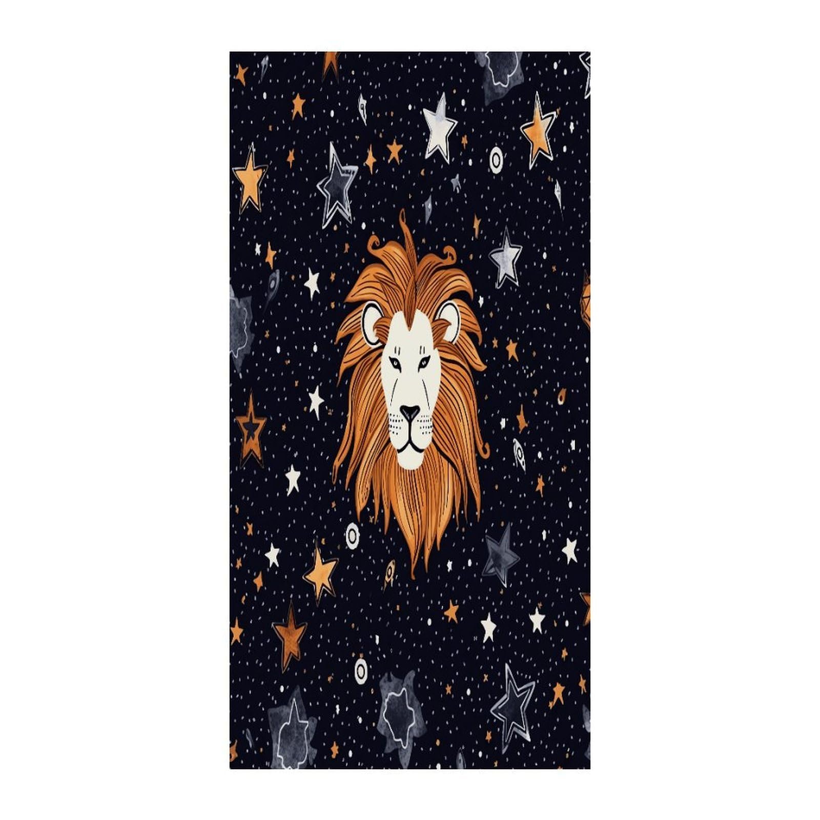 Fekiloot Style Lion And Stars Door Curtain Room Divider Curtains