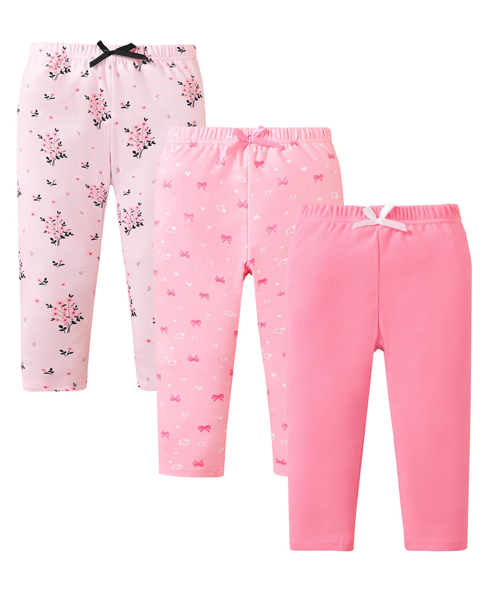 Jecson Toddler Girl Leggings Baby Pants 3 Pack Stretchy Floral Clothes 1-4Y