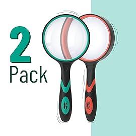 Mr. Pen- Magnifying Glass, 2 Pack, 10X Magnifier, 75mm Glass Lens, Magnifier for Reading, Magnifying Glasses for Close Work, Red&Green