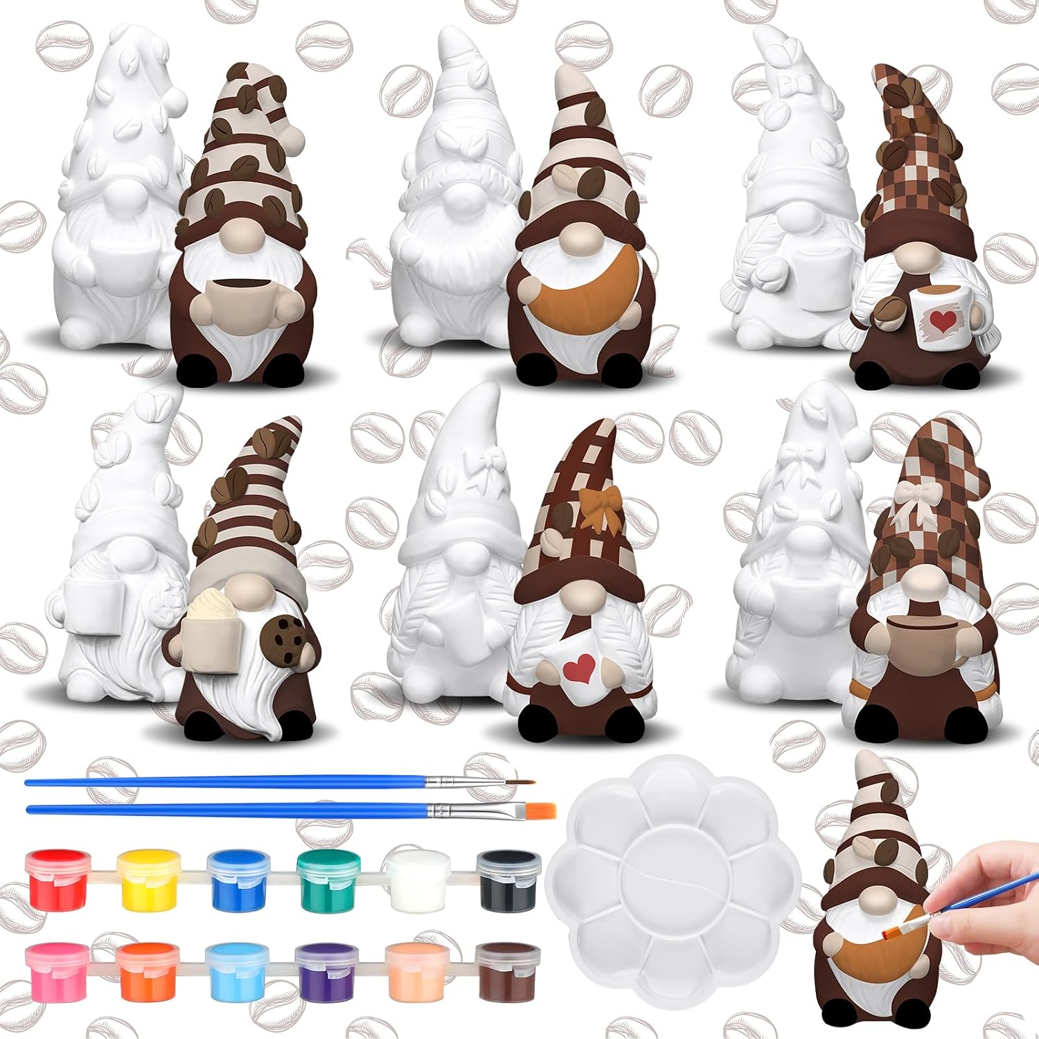 Eersida 6 Sets Tiki Statue Ceramics to Paint Hawaii Ready to Paint Your Own Ceramic Tiki Statues DIY Unpainted Ceramics Paintable Figurines Crafts with Brush Palette for Tropical Hawaiian Luau Party