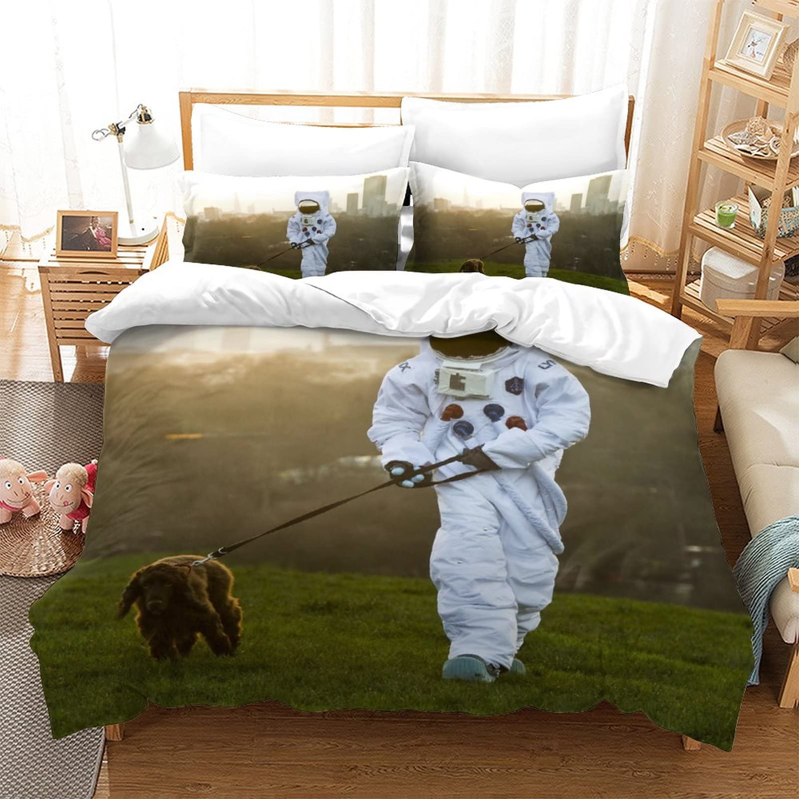 Housse de couette astronaute 3D en textile premium élégant taille 200x200