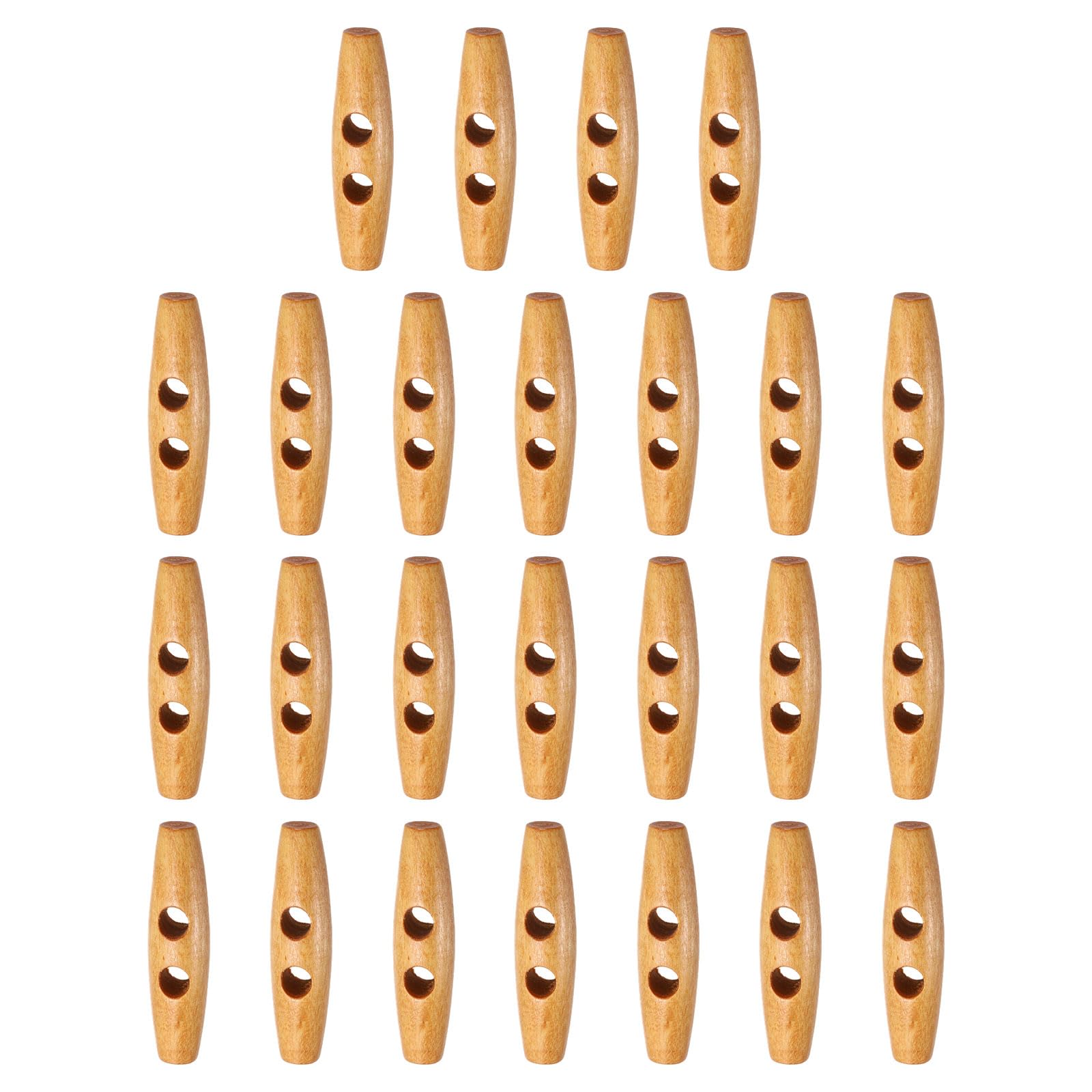 sourcing map 25pcs Wooden Toggle Buttons 50mm / 2" Double Hole Wood Olive Horn Sewing Buttons for Coat Sweaters Clothing DIY Craft, Medium Brown — image 1
