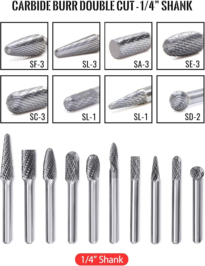 Set de Fresas Carburo de Tungsteno 10 Piezas 1/4" miniatura 3