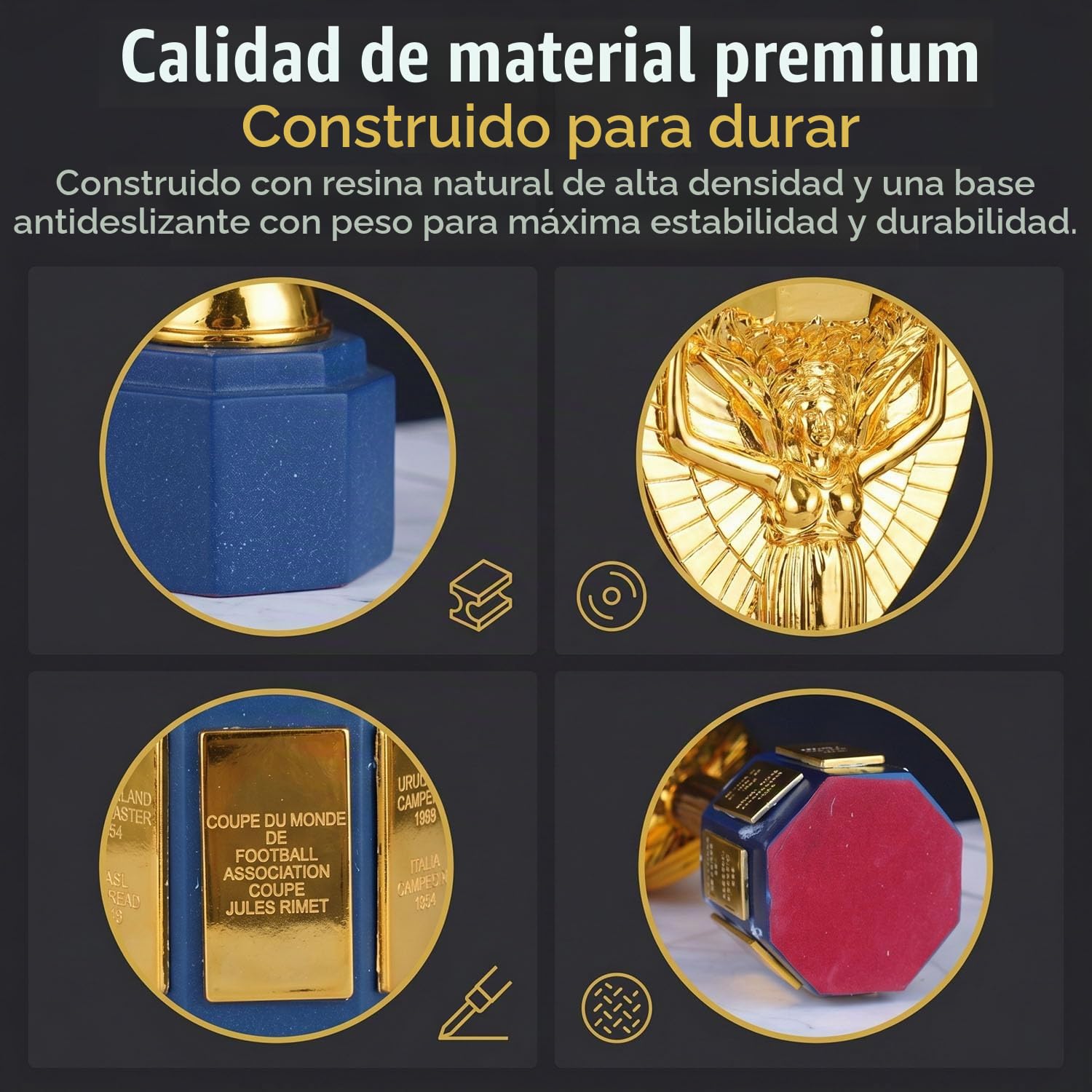 Réplica del Trofeo Jules Rimet – Copa del Mundo Souvenir de Fútbol para Aficionados | Adorno y Regalo para Club, Bar y Escuela