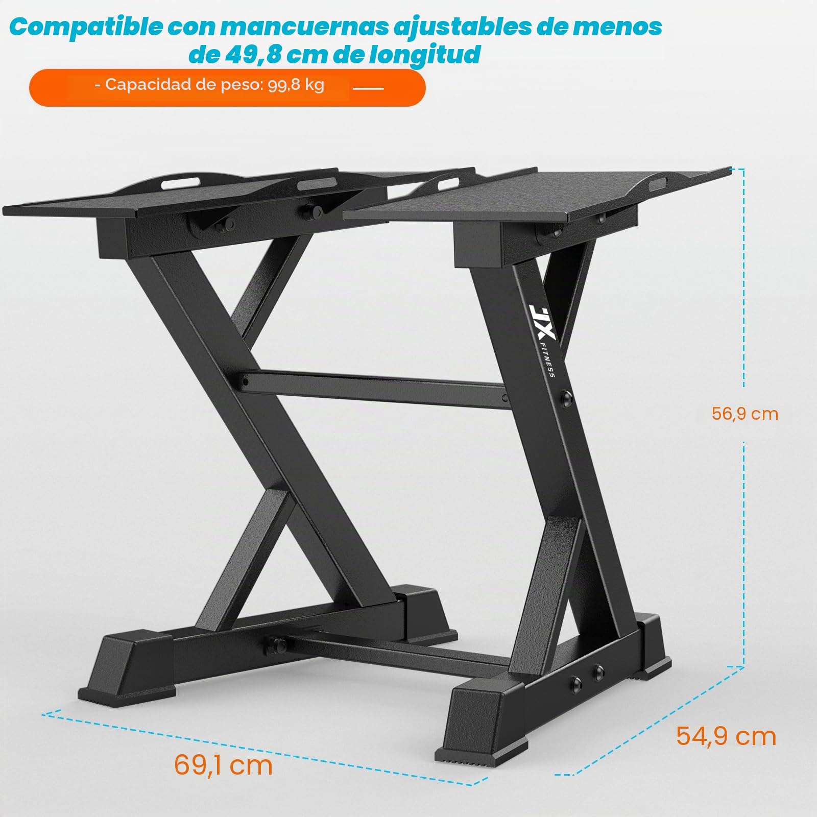 JX FITNESS Soporte ajustable para mancuernas para gimnasio en casa, color negro