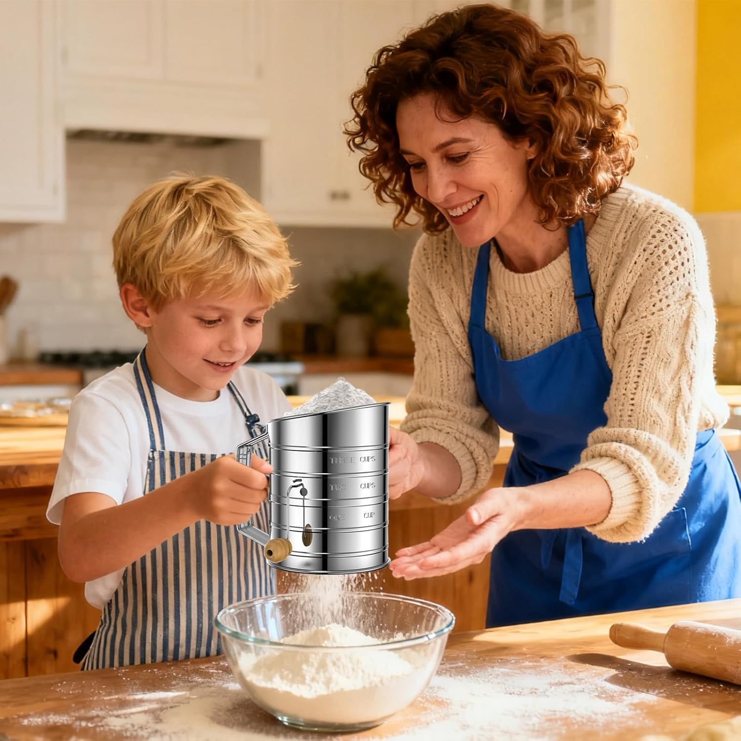 Sifter for Baking,Fine Mesh Flour Sieve for Agitator,Dishwasher Safe Kitchen Powdered