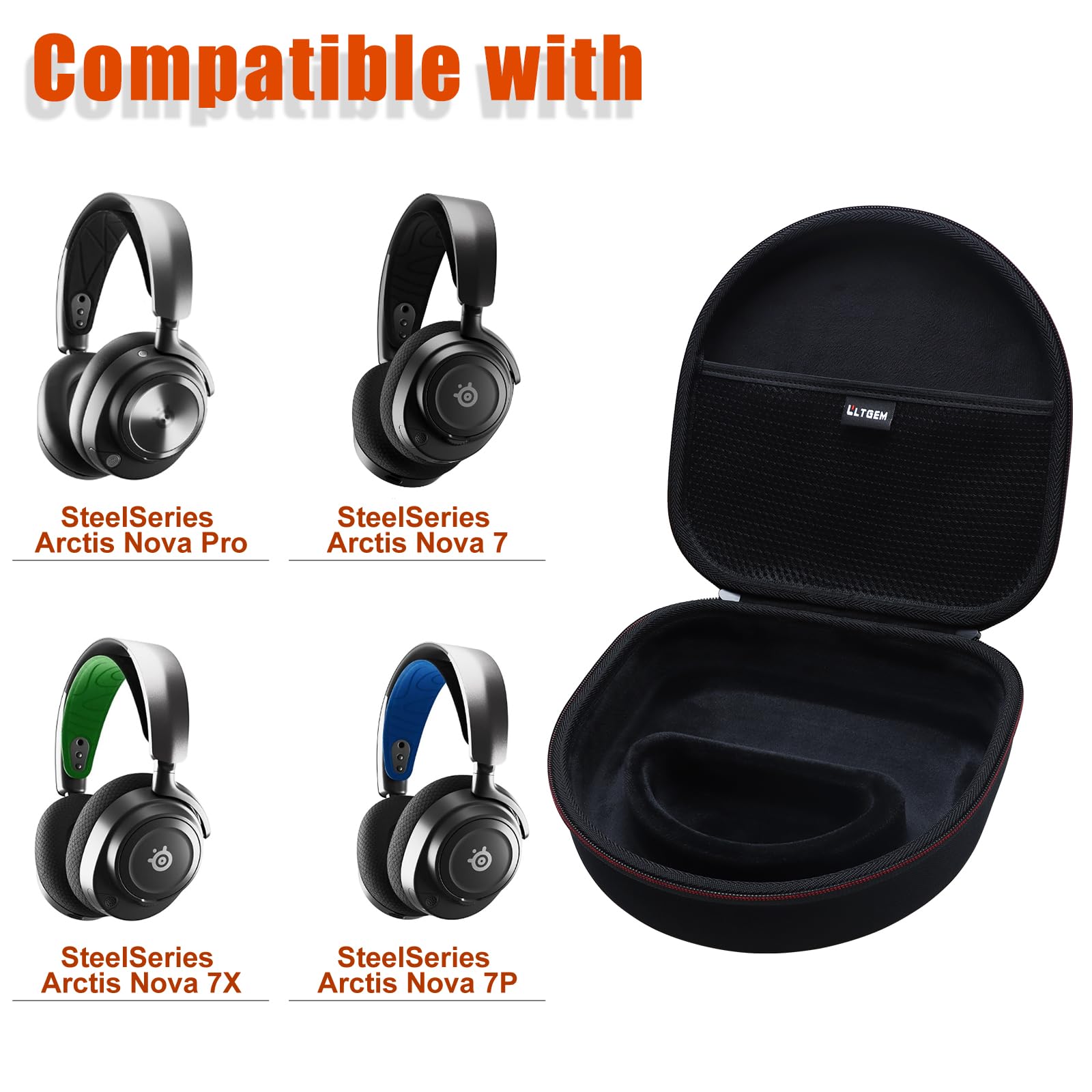 LTGEM Hartschalen-Tragetasche für SteelSeries Arctis Nova Pro / 7 / 7X / 7X + / 7P / 1/3 / 4/5 / 5X / 5P / 1P / Prime / 9X Wireless Multi-System Gaming Headset, nur Hülle