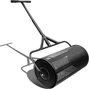 24 Inch Compost Spreader, Durable Lawn Roller, Lightweight Manure Spreader with Upgrade T Shaped Handle,Top Soil Spreader for Lawn and Garden Care Manure Spreaders Roller D12.7in Black-s