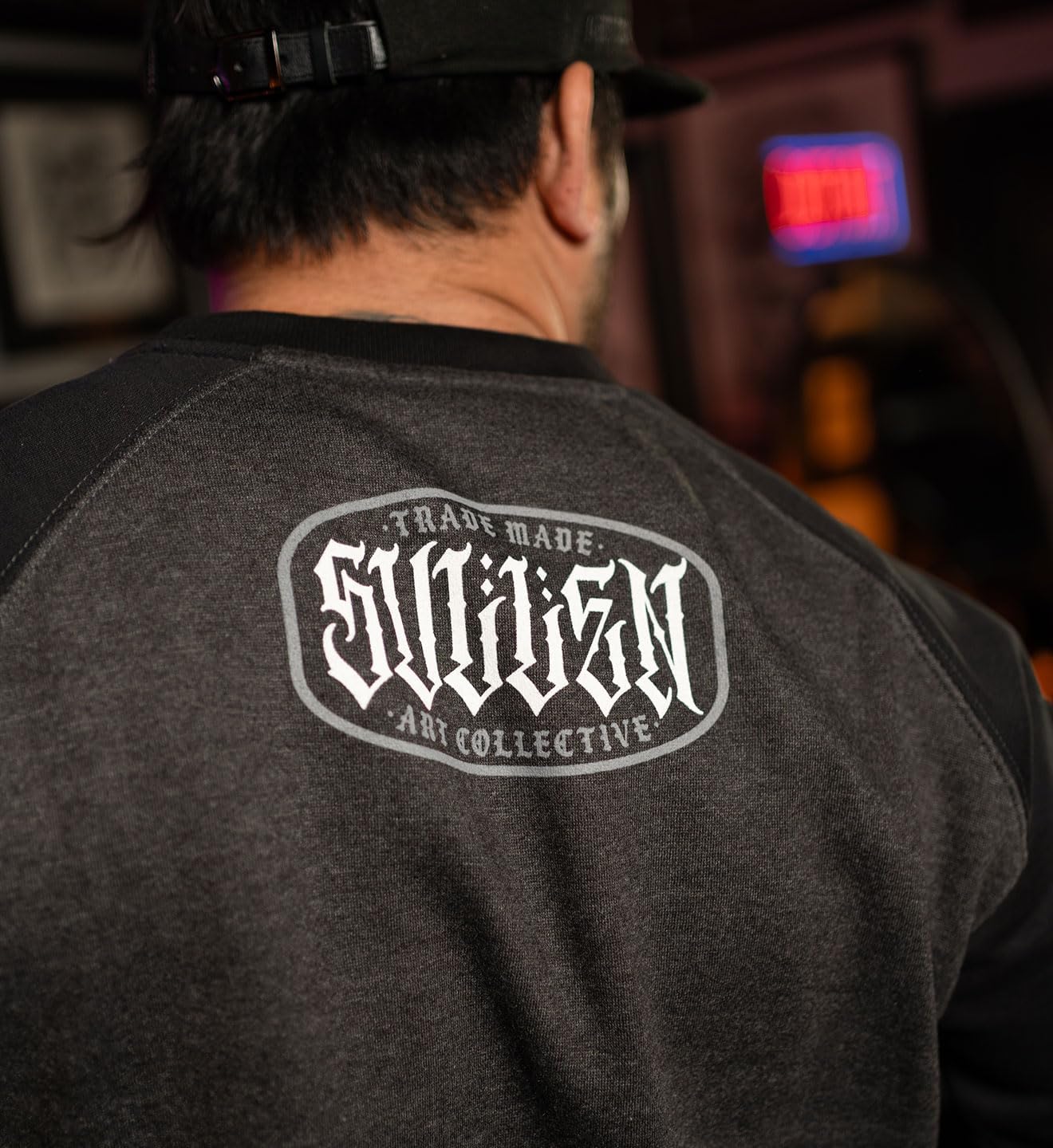 Sullen Men's Station Tattoo Lifestyle Graphic Long Sleeve Pullover Raglan Fleece - Image 6