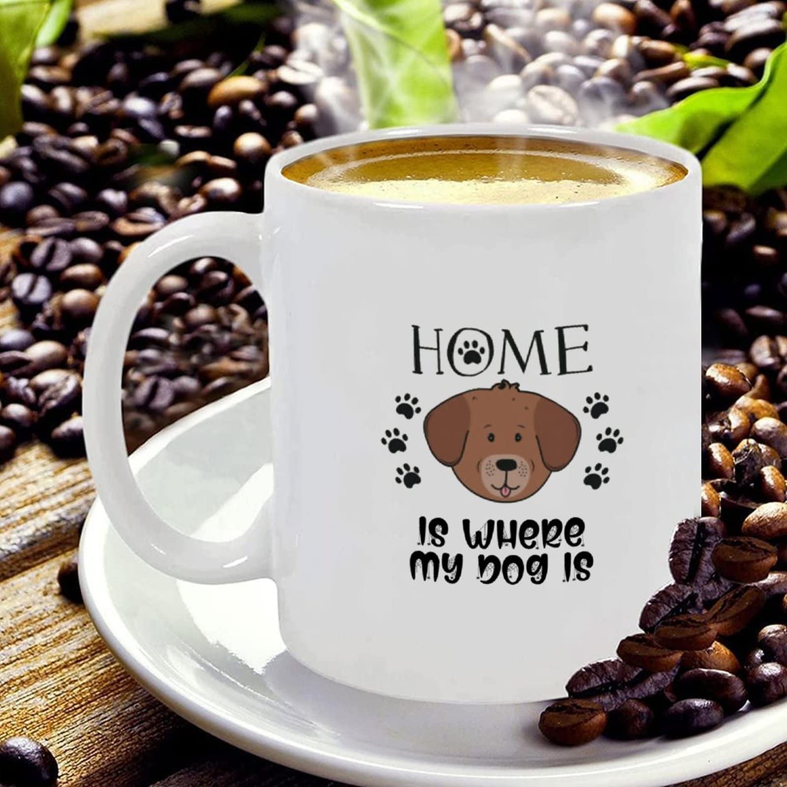 Veracco Tazza In Ceramica 'I'd Rather Be Home With My Dog' – 325 Ml, Bianca, Adatta A Microonde E Lavastoviglie – Regalo Per Amanti Dei Cani