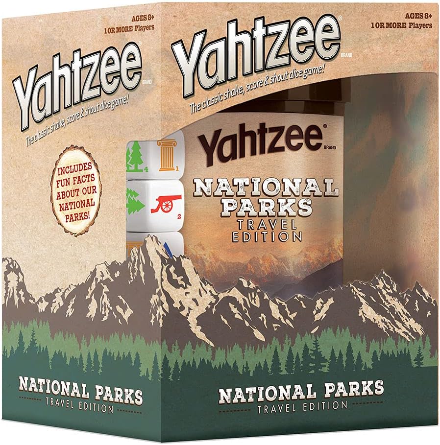 YAHTZEE National Parks Travel Edition | Classic Yahtzee Dice Game with a National Parks Theme | Perfect Travel Game for Families | Celebrate US National Parks Service