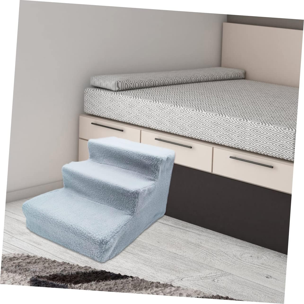 UPKOCH Dog Stairs for Pets Lightweight Puppy Steps for Ramp for Cats and Dogs Space-Saving Design Stylish Grey Pet Ladder