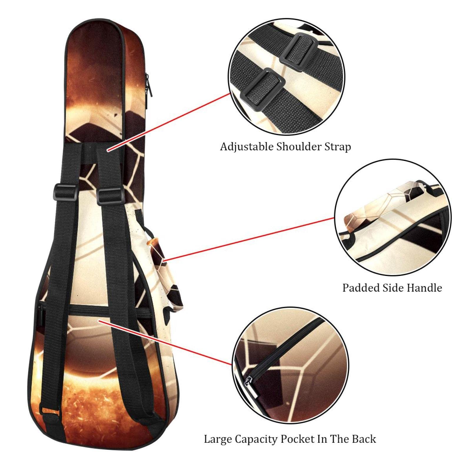 Housse pour ukulélé soprano avec balle de soprano - Sac pour ukulélé ténor - Avec sangles réglables - Étanche - Sac rembourré