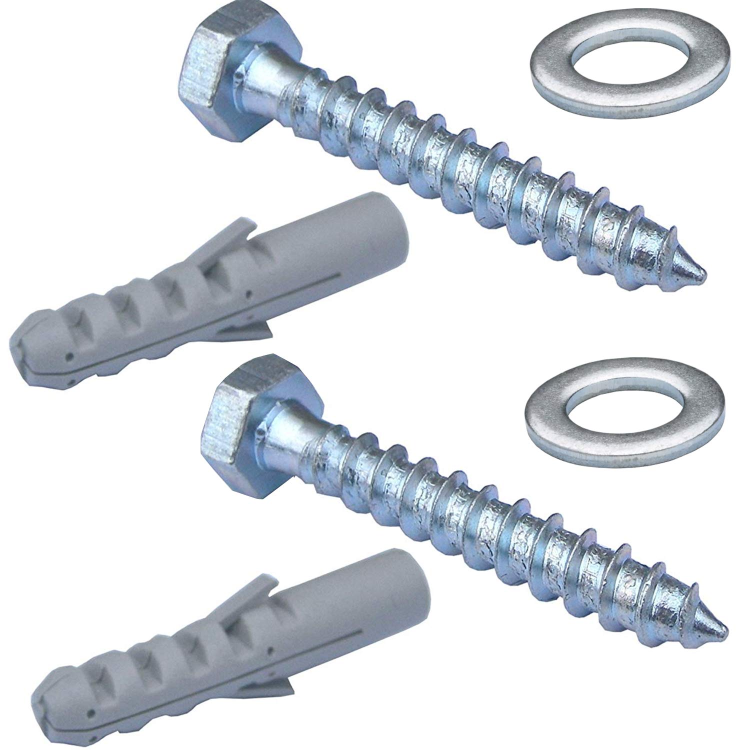 Loops 50 Pack – M10 X 50Mm Long Aerial Bracket Wall Anti Spin Fixing Bolts *13Mm Hex Flange Head* Concrete Masonry Brick Wood Anchor Thread Through Bolt Screws – Washer & Rawl Plug – Satellite Tv Mast