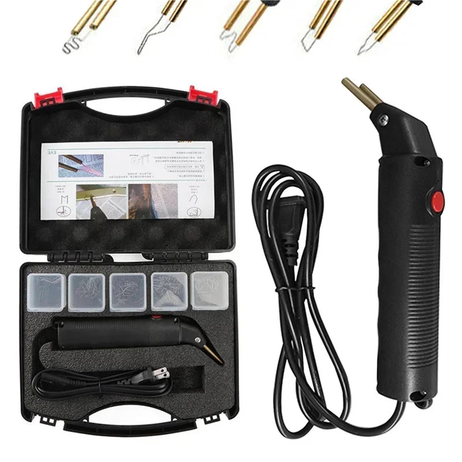 Kit Riparazione Paraurti Auto Pistola per Saldatura elettrica con 400 Punti Metallici, Macchina per la Riparazione di Crepe in plastica, Strumenti per la Riparazione del paraurti