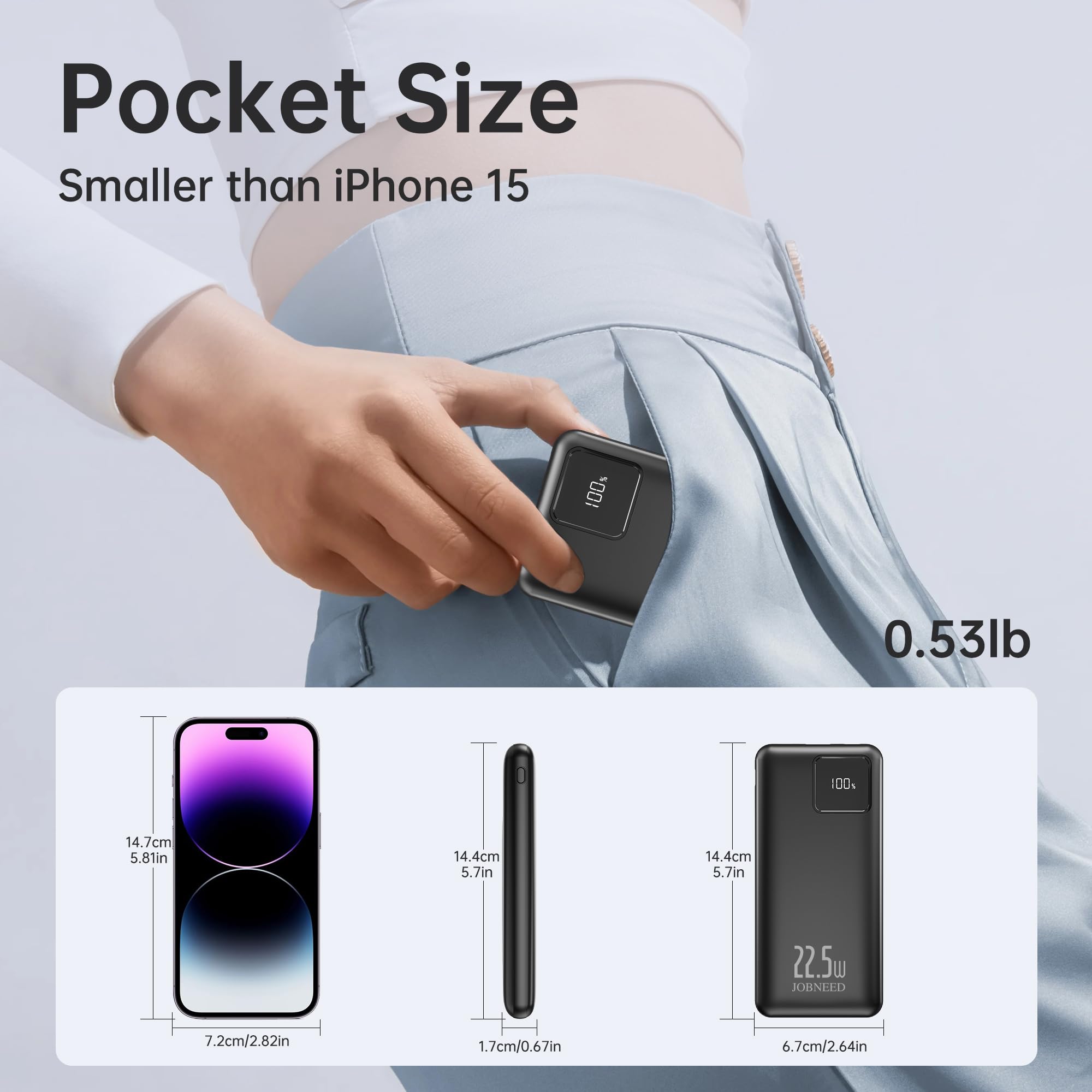 Cargador portátil con cables integrados, batería externa de carga súper rápida con cables, paquete de batería de viaje delgada de 10000 mAh, 4 salidas, 2 entradas, 3 A, carga rápida compatible con