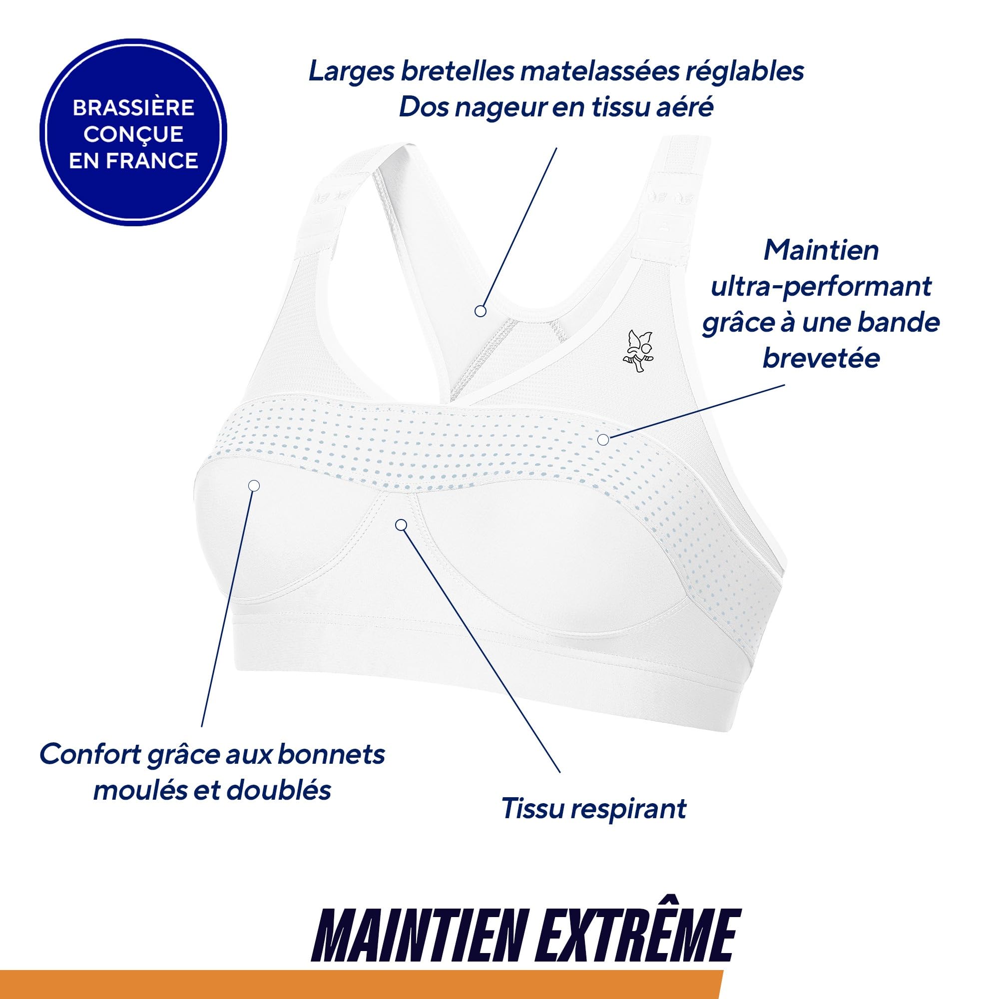 Thuasne - Brassière de Sport Top' Strap X-Back - Maintien Fort, Extrême - Adaptée pour Sports à Fort Impact - Bande de Maintien Brevetée - Bretelles Matelassées Réglables