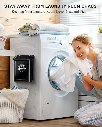 Miniatura 2 de Contenedor magnético de pelusa para organización y almacenamiento de lavandería con cepillo, para colgar en la pared, para decoración de lavandería,