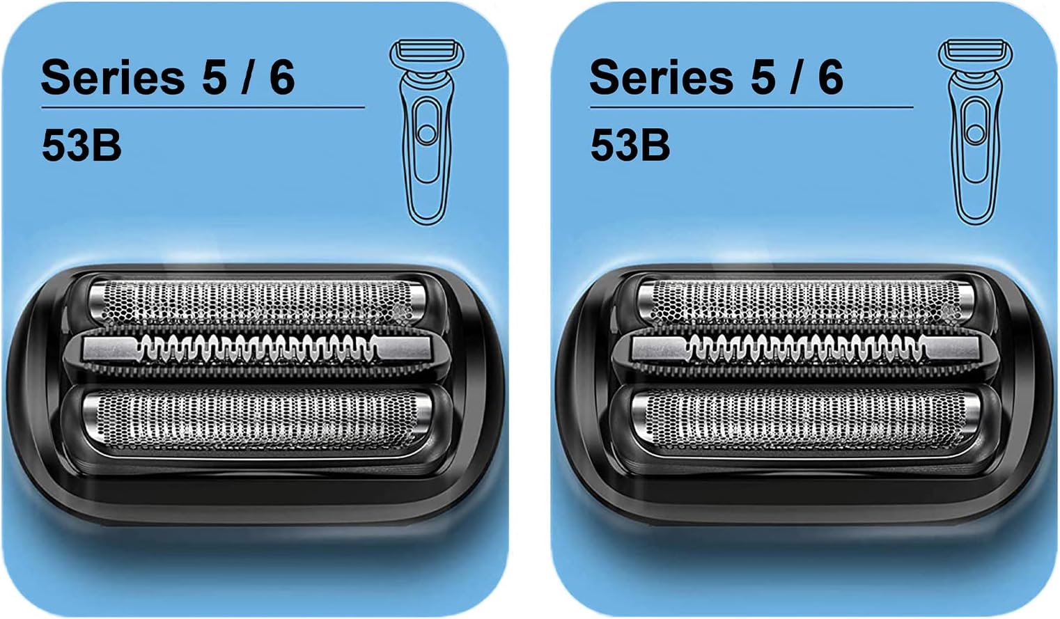 Series 5/6 53B Replacement Head for Braun Electric Foil Shaver, Compatible with New Generation Braun Razors 5020cs 5018s 5035s 5049cs 5050cs 6020s 6040cs 6075cc 6072cc 6090cc (2 Count)