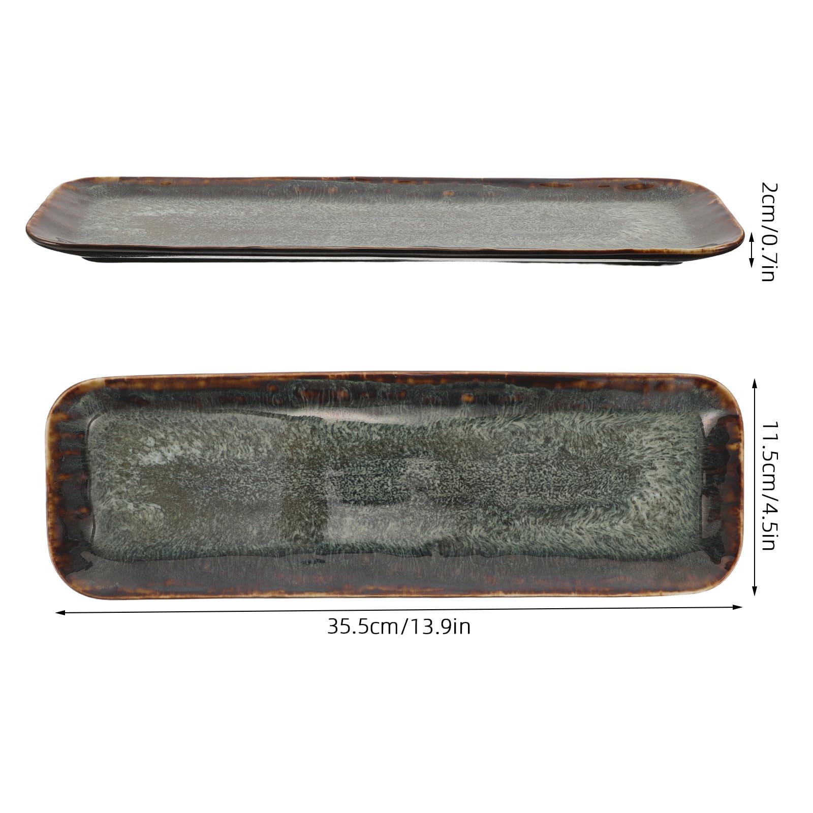 OUNONA Plato de cerámica para Aperitivos - Diseño Rectangular de 35,5 x 11,4 cm - Bandeja versátil para Pasteles y repostería - Plato Grande para cenas en reuniones Festivas y Fiestas en la Cocina.