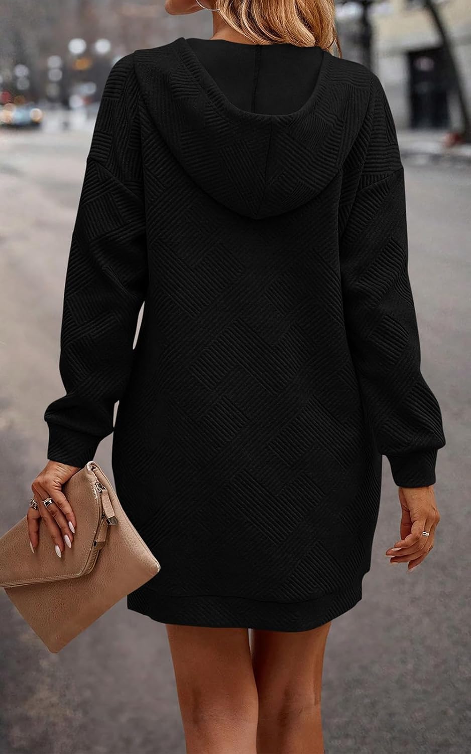 PRETTYGARDEN Womens Long Sleeve Hoodies Dress 2026 Fall Texture Button Oversized Sweatshirts Spring Dresses with Pockets - Image 5