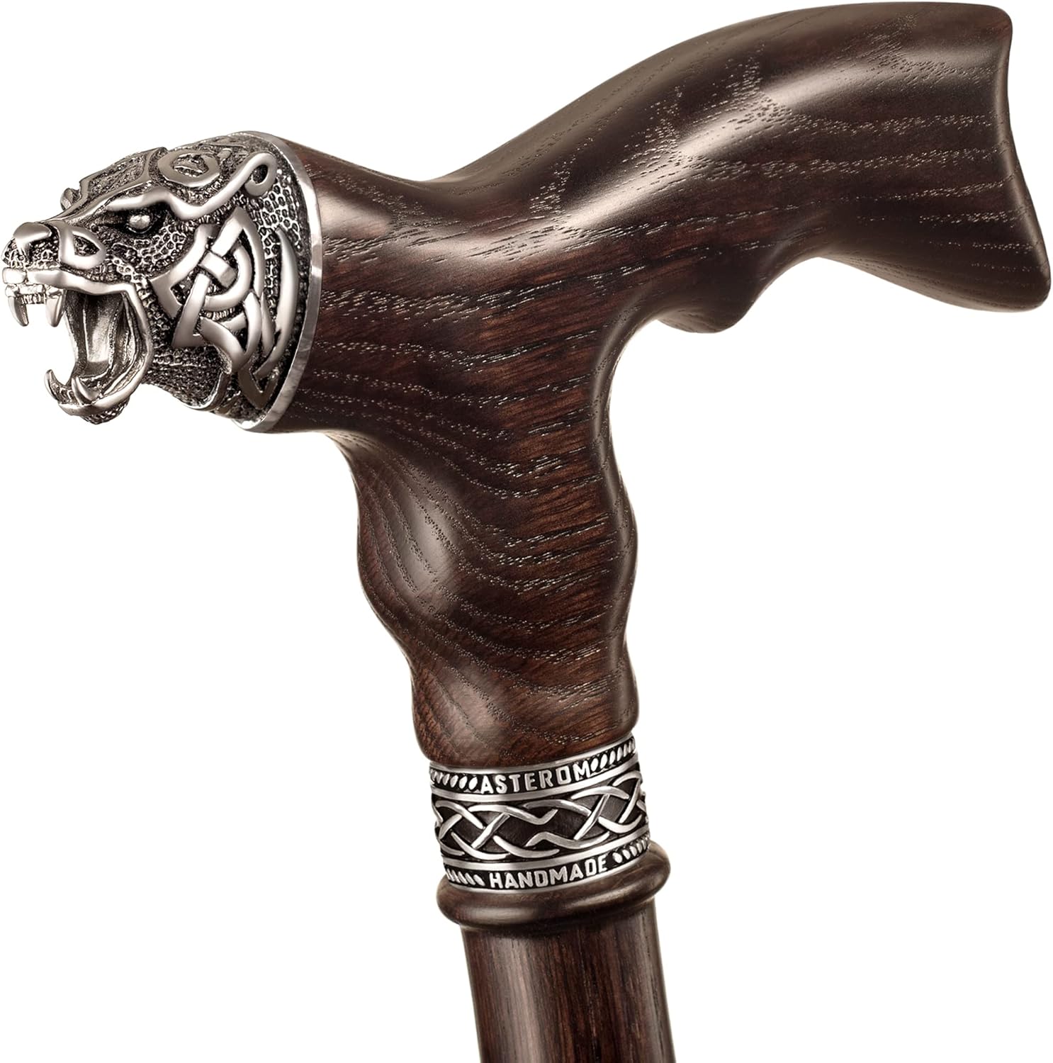 Asterom Handmade Celtic Walking Cane for Men - Bear - Cool Wood Cane Stylish Walking Stick