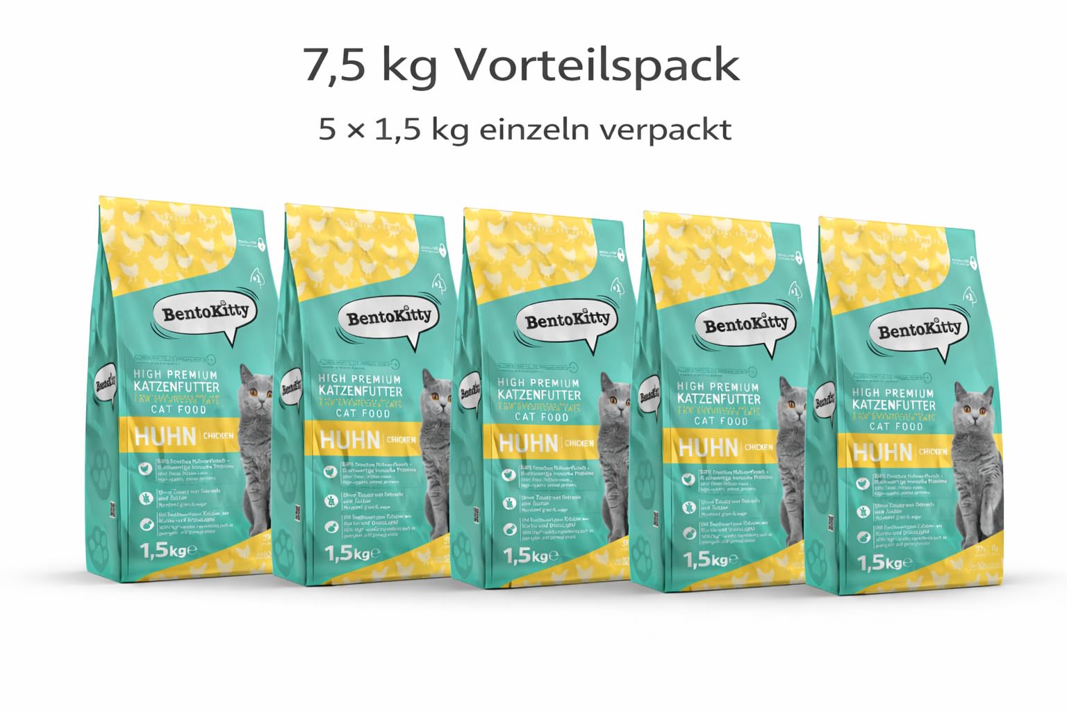 High Premium Katzenfutter Trockenfutter Huhn Sterilised – 7,5 kg Vorteilspack (5×1,5 kg) | Getreidefrei, 71% tierische Zutaten, 30% frisches Huhn | Zuckerfrei Alleinfuttermittel