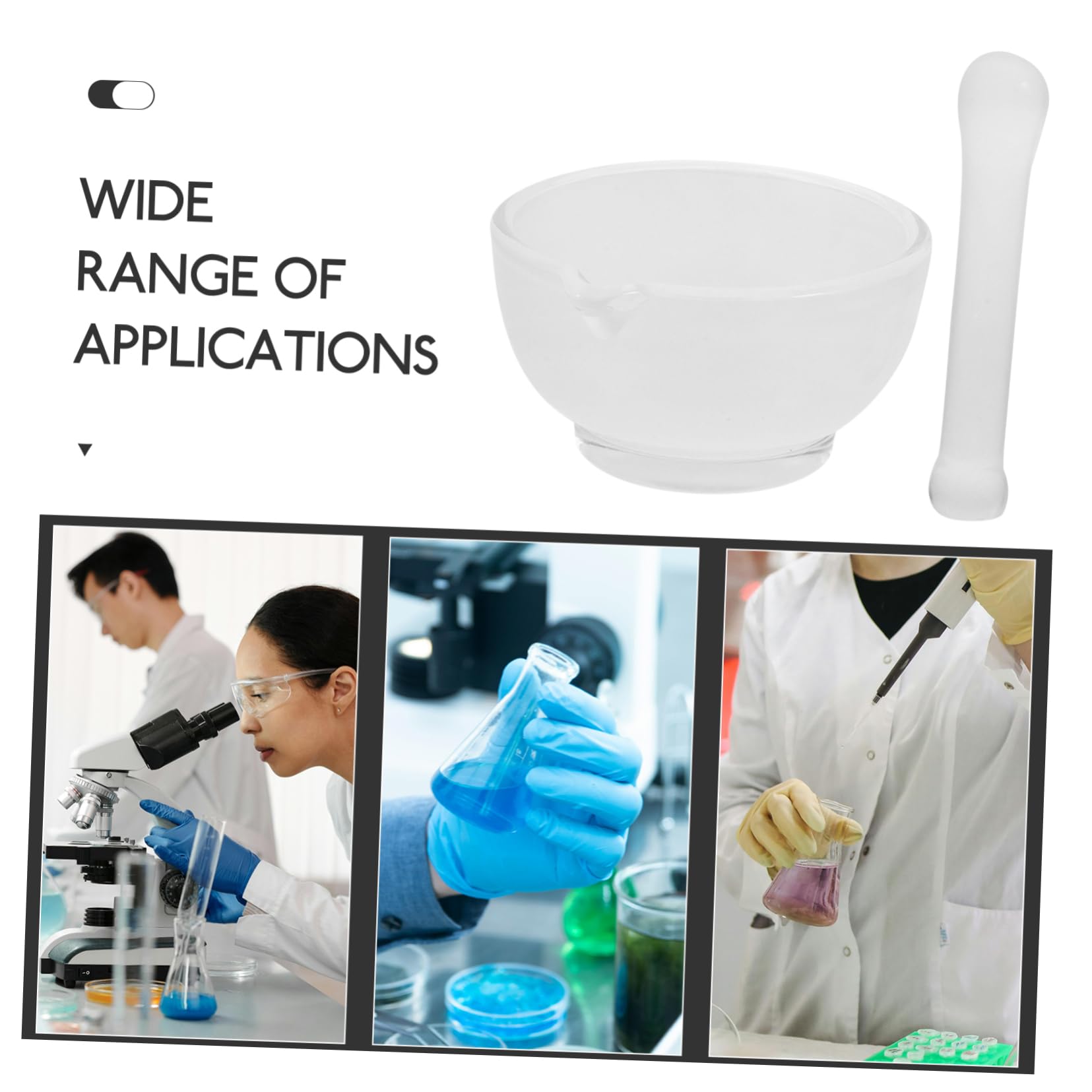 Mortero de Vidrio para Laboratorio con Cuenco y Moler Especias Cocina Profesional
