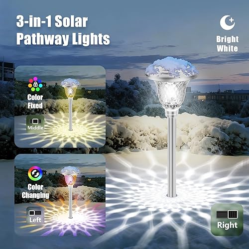 Miniatura 5 de BEAU JARDIN 8 Pack Solar Pathway Lights Outdoor Stainless Steel Lights Solar Powered Waterproof Glass High Lumen Garden Landscape Path Yard Walkway