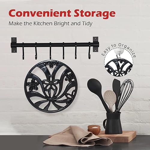 Miniatura 6 de MINLUFUL Salvamanteles vintage de hierro fundido, salvamanteles de metal resistente al calor para platos calientes, ollas y sartenes con patrón de