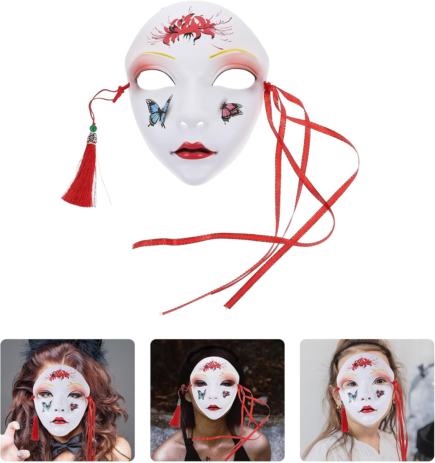 Adult Party Face Mask Full Face Chinese Style Beauty Mask for Cosplay Halloween Festival with Comfortable Fit and Hand-Painted Design