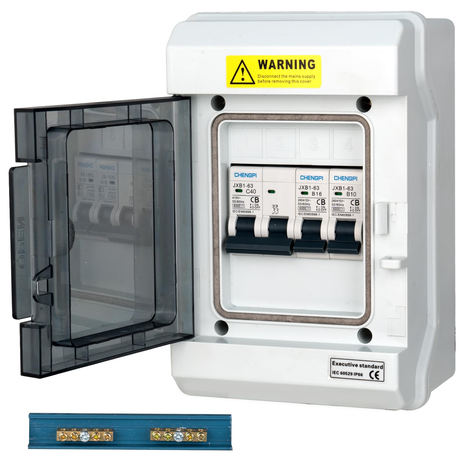 Scatola Elettrica Con Interruttore Differenziale 32A, Presa 16A E Microcontatore - Quadro Distribuzione IP65, 280x220x140 Mm