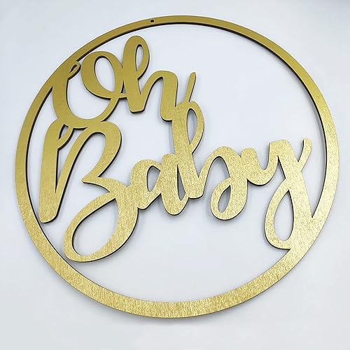 Miniatura 6 de Letrero de madera dorada de 13.8 pulgadas para baby shower, cartel de madera dorada para telón de fondo de primer cumpleaños, letrero de madera Oh