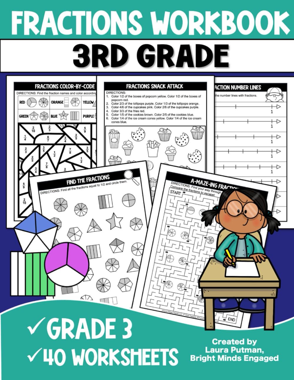 3rd Grade Fractions Workbook (3rd Grade Math Workbooks)