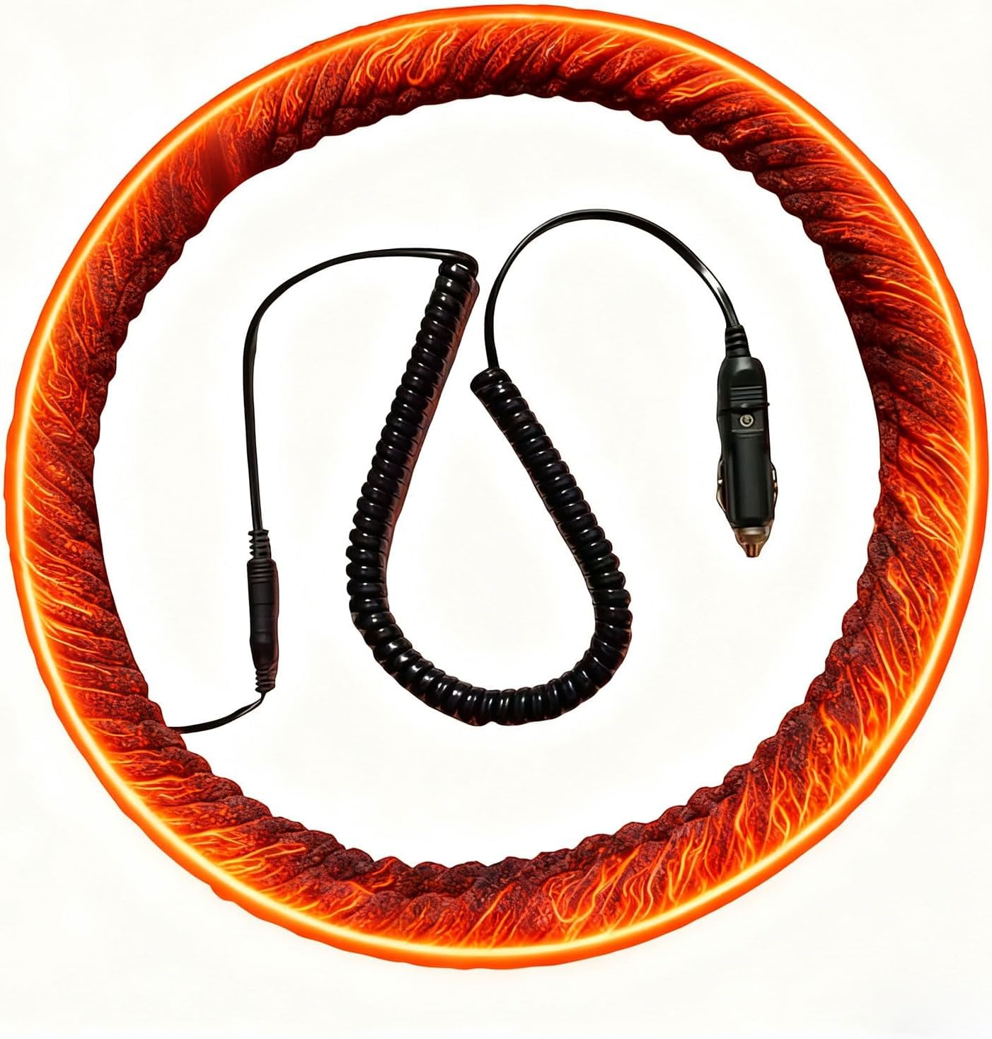 New Heated Steering Wheel Cover, 12V Fast Heating Steering Wheel Hand Warmer Plush Comfortable Black Premium Auto Protector for Ultimate Comfort & Warmth (Black)